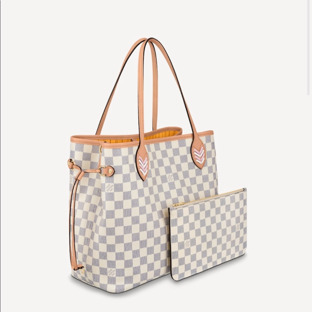 LOUIS VUITTON
Damier Azur Braided Neverfull MM Pink Limited edition